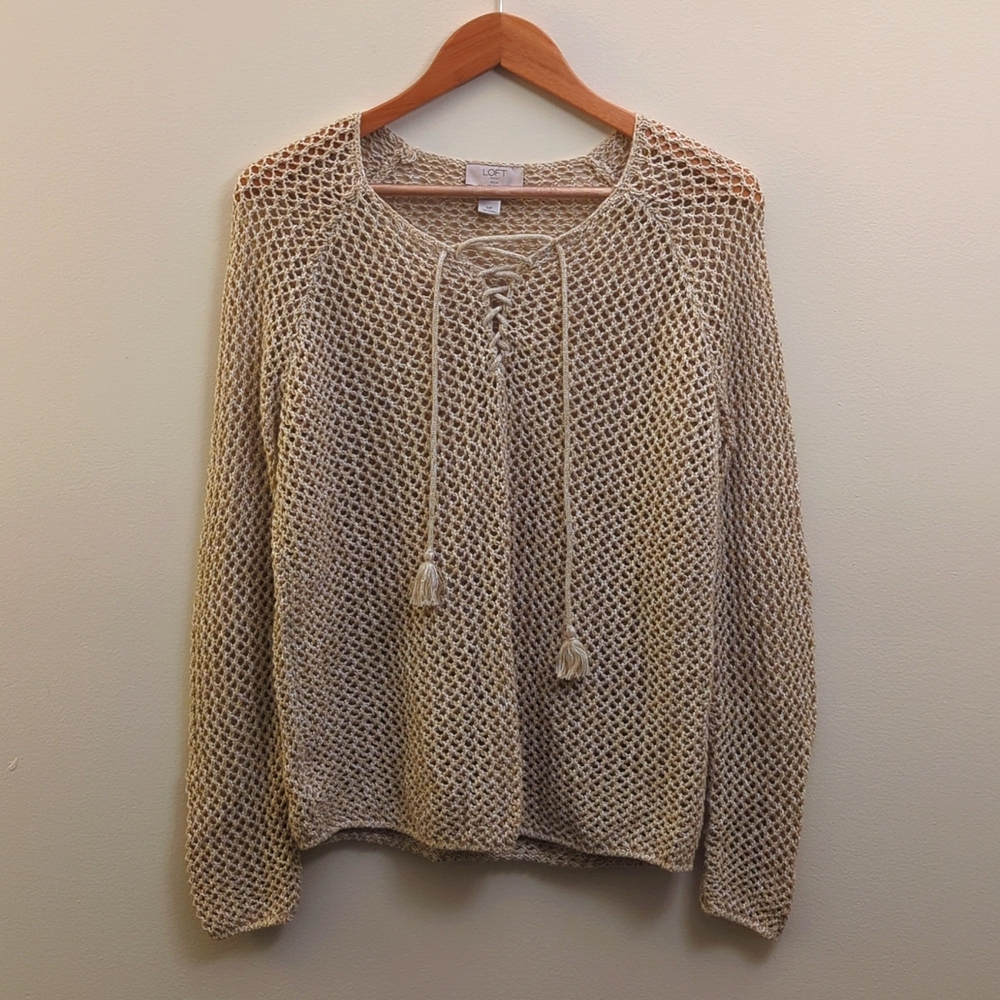 LOFT Women's Knitted Cream Sweater